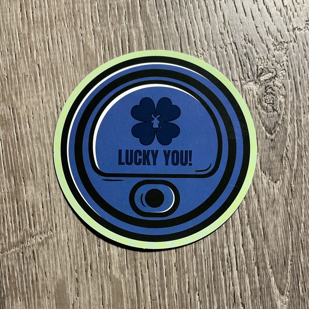 Dutch Bros Blue and Neon Green "Lucky You!" Sticker
